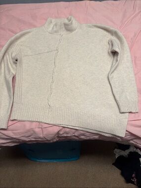Cozy Cream Mock Neck Sweater - Relaxed Knit Pullover